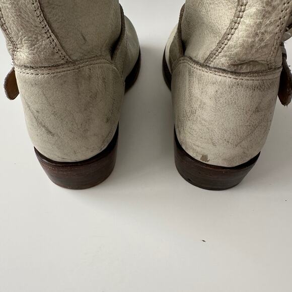 ASH Handmade Distressed Moto Buckle Slouch Grey White Ankle Boots EU37 US 6 - Picture 4 of 7